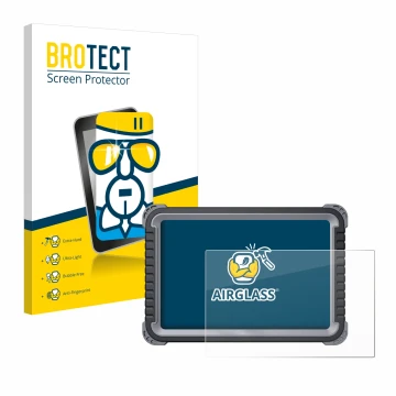 Front side of a product packaging with the brand logo BROTECT. Next to it is the device Topdon Phoenix Plus shown with the cor