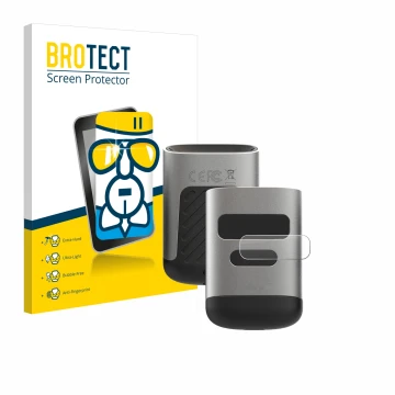 Front side of a product packaging with the brand logo BROTECT. Next to it is the device Opticon OPN-6000 (Display) shown with 