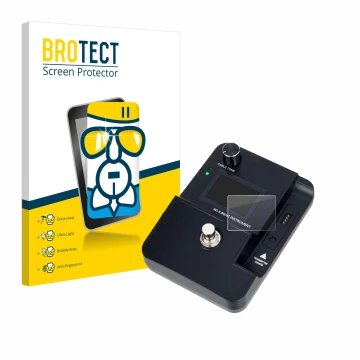 Front side of a product packaging with the brand logo BROTECT. Next to it is the device Harley Benton AirBorne Pro 5.8Ghz show