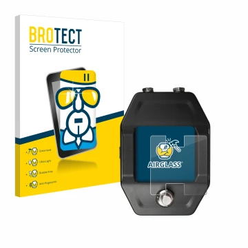 Front side of a product packaging with the brand logo BROTECT. Next to it is the device Shure GLXD16+ shown with the correspon