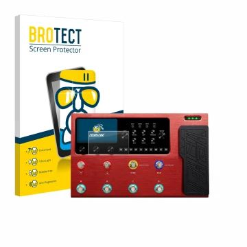 Front side of a product packaging with the brand logo BROTECT. Next to it is the device Valeton GP-200R shown with the corresp