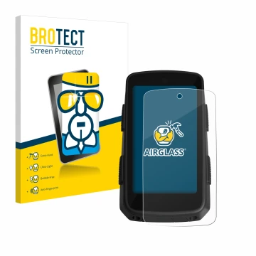 Front side of a product packaging with the brand logo BROTECT. Next to it is the device Hammerhead Karoo 3 shown with the corr