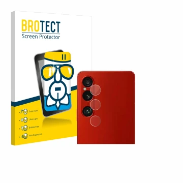 Front side of a product packaging with the brand logo BROTECT. Next to it is the device Sony Xperia 1 VI (ONLY Camera Lens) sh
