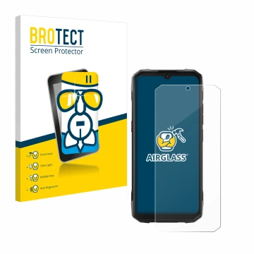 Front side of a product packaging with the brand logo BROTECT. Next to it is the device Hotwav Cyber 15 shown with the corresp