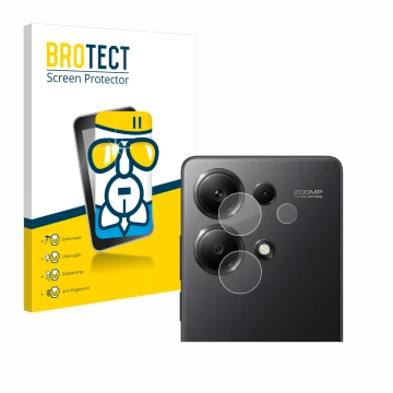 Front side of a product packaging with the brand logo BROTECT. Next to it is the device Xiaomi Redmi Note 13 Pro 4G (ONLY Came