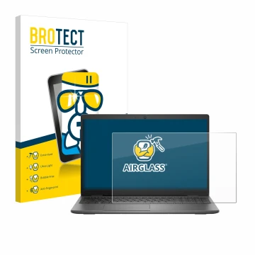 Front side of a product packaging with the brand logo BROTECT. Next to it is the device Dell Latitude 15 3540 shown with the c