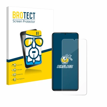Front side of a product packaging with the brand logo BROTECT. Next to it is the device Oukitel C50 shown with the correspondi