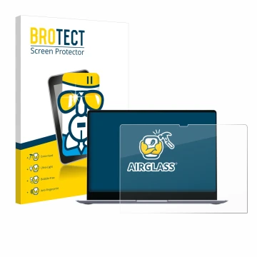 Front side of a product packaging with the brand logo BROTECT. Next to it is the device Samsung Galaxy Book4 Edge 14