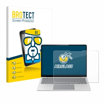 Front side of a product packaging with the brand logo BROTECT. Next to it is the device Microsoft Surface Laptop 7 13.8