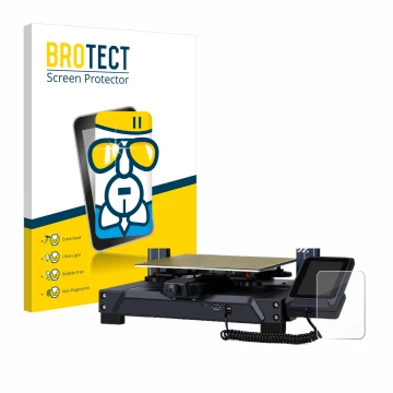 Front side of a product packaging with the brand logo BROTECT. Next to it is the device Elegoo Neptun 4 shown with the corresp