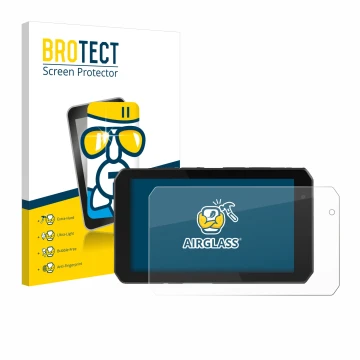 Front side of a product packaging with the brand logo BROTECT. Next to it is the device Chigee AIO-5 Play shown with the corre