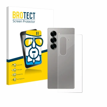 Front side of a product packaging with the brand logo BROTECT. Next to it is the device Samsung Galaxy Z Fold 6 5G (Back) show
