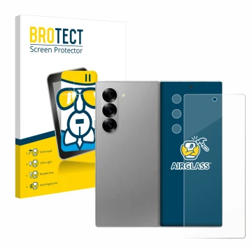 Front side of a product packaging with the brand logo BROTECT. Next to it is the device Samsung Galaxy Z Fold 6 5G (Front+Came