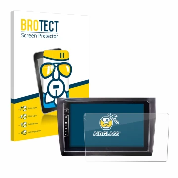 Front side of a product packaging with the brand logo BROTECT. Next to it is the device Dynavin D9-DF56 9