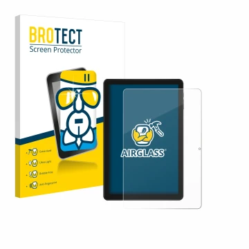 Front side of a product packaging with the brand logo BROTECT. Next to it is the device Doogee T10W shown with the correspondi