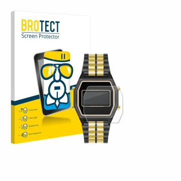 Front side of a product packaging with the brand logo BROTECT. Next to it is the device Armitron Rubik shown with the correspo