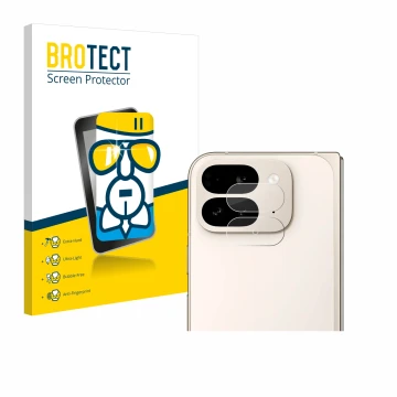 Front side of a product packaging with the brand logo BROTECT. Next to it is the device Google Pixel 9 Pro Fold (ONLY Camera L
