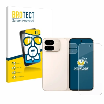 Front side of a product packaging with the brand logo BROTECT. Next to it is the device Google Pixel 9 Pro Fold (Front+Camera)