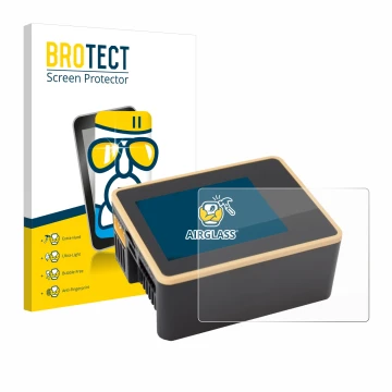 Front side of a product packaging with the brand logo BROTECT. Next to it is the device Junsi iCharger X6 shown with the corre