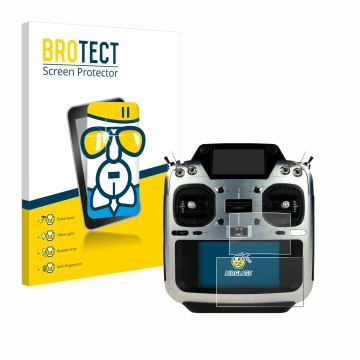 Front side of a product packaging with the brand logo BROTECT. Next to it is the device Futaba T26SZ shown with the correspond