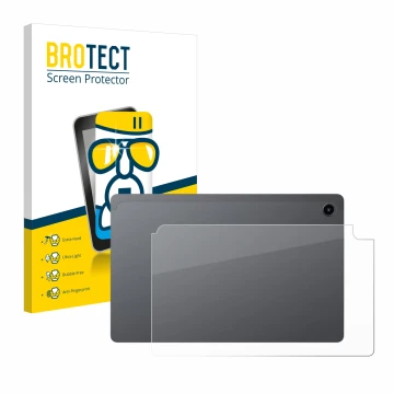 Front side of a product packaging with the brand logo BROTECT. Next to it is the device Alldocube iPlay 60 Mini Pro (Back) sho