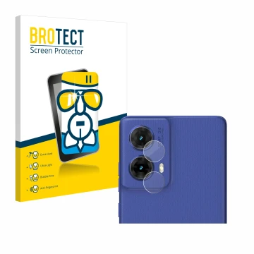 Front side of a product packaging with the brand logo BROTECT. Next to it is the device Motorola Moto G85 (ONLY Camera) shown 
