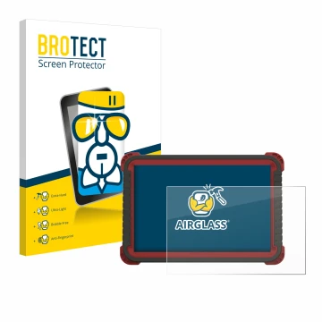 Front side of a product packaging with the brand logo BROTECT. Next to it is the device Thinktool Master 2 shown with the corr