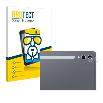 Front side of a product packaging with the brand logo BROTECT. Next to it is the device Samsung Galaxy Tab S10 Plus WiFi (ONLY