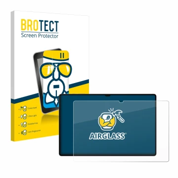Front side of a product packaging with the brand logo BROTECT. Next to it is the device Samsung Galaxy Tab S10 Ultra 5G shown 