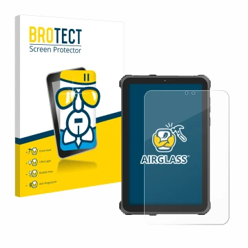 Front side of a product packaging with the brand logo BROTECT. Next to it is the device Oukitel RT3 Pro shown with the corresp