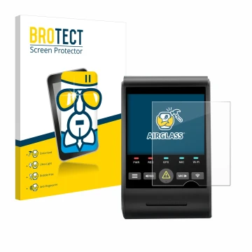 Front side of a product packaging with the brand logo BROTECT. Next to it is the device VIOFO A229 PRO shown with the correspo