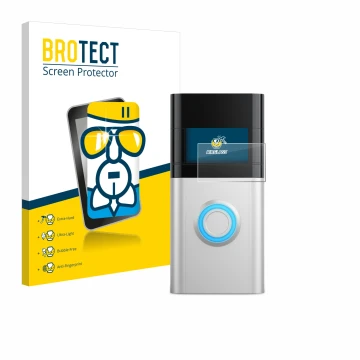 Front side of a product packaging with the brand logo BROTECT. Next to it is the device Ring Video Doorbell 3 Plus shown with 