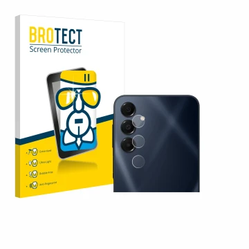Front side of a product packaging with the brand logo BROTECT. Next to it is the device Samsung Galaxy A16 5G (ONLY Camera Len