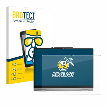 Front side of a product packaging with the brand logo BROTECT. Next to it is the device Lenovo IdeaPad 5x 2-in-1 Gen 9 14