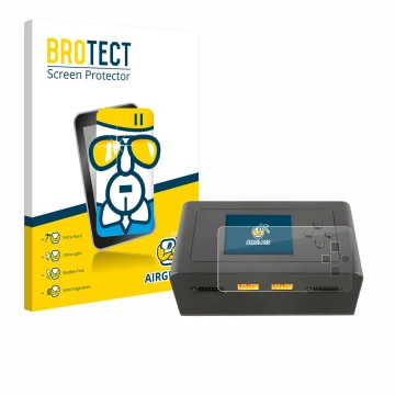 Front side of a product packaging with the brand logo BROTECT. Next to it is the device Gens Ace IMARS D300 shown with the cor