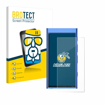 Front side of a product packaging with the brand logo BROTECT. Next to it is the device Hiby Digital M300 shown with the corre