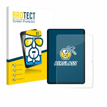 Front side of a product packaging with the brand logo BROTECT. Next to it is the device Xiaomi Pad 7 shown with the correspond