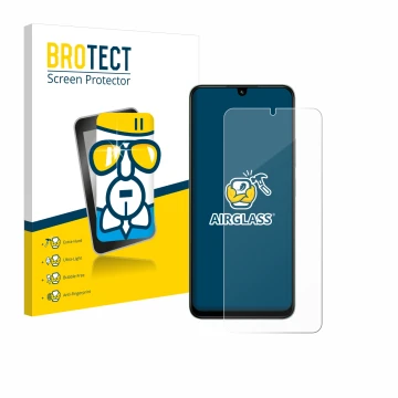 Front side of a product packaging with the brand logo BROTECT. Next to it is the device Xiaomi Poco C75 shown with the corresp