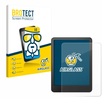 Front side of a product packaging with the brand logo BROTECT. Next to it is the device Amazon Kindle Paperwhite 2024 (12. Gen