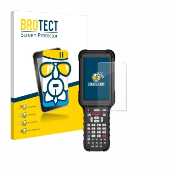 Front side of a product packaging with the brand logo BROTECT. Next to it is the device Honeywell CK67 shown with the correspo