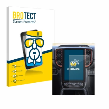 Front side of a product packaging with the brand logo BROTECT. Next to it is the device Ford Ranger XLT (2024) shown with the 