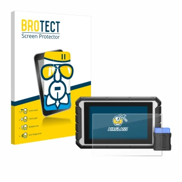Front side of a product packaging with the brand logo BROTECT. Next to it is the device ArtiDiag 900BT shown with the correspo