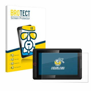 Front side of a product packaging with the brand logo BROTECT. Next to it is the device XP-Pen Artist 15.6 Pro V2 shown with t