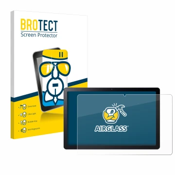 Front side of a product packaging with the brand logo BROTECT. Next to it is the device Acer Iconia Tab P11 shown with the cor