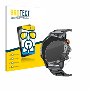 Front side of a product packaging with the brand logo BROTECT. Next to it is the device DekeFit MT43PRO 1.53