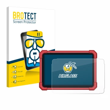 Front side of a product packaging with the brand logo BROTECT. Next to it is the device Launch X-431 Euro Link shown with the 