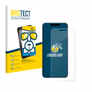 Front side of a product packaging with the brand logo BROTECT. Next to it is the device Oukitel P1 shown with the correspondin