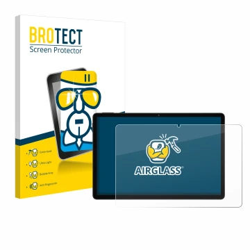 Front side of a product packaging with the brand logo BROTECT. Next to it is the device Doogee U11 shown with the correspondin