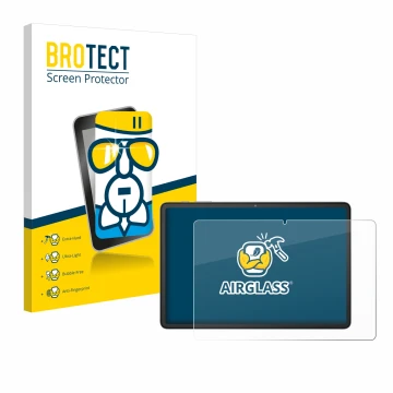 Front side of a product packaging with the brand logo BROTECT. Next to it is the device Blackview Tab 60 10.1