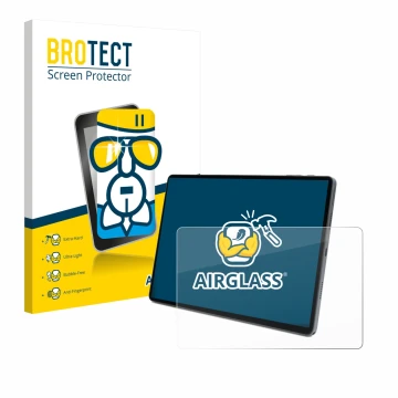 Front side of a product packaging with the brand logo BROTECT. Next to it is the device Terra Pad 1007 10.95